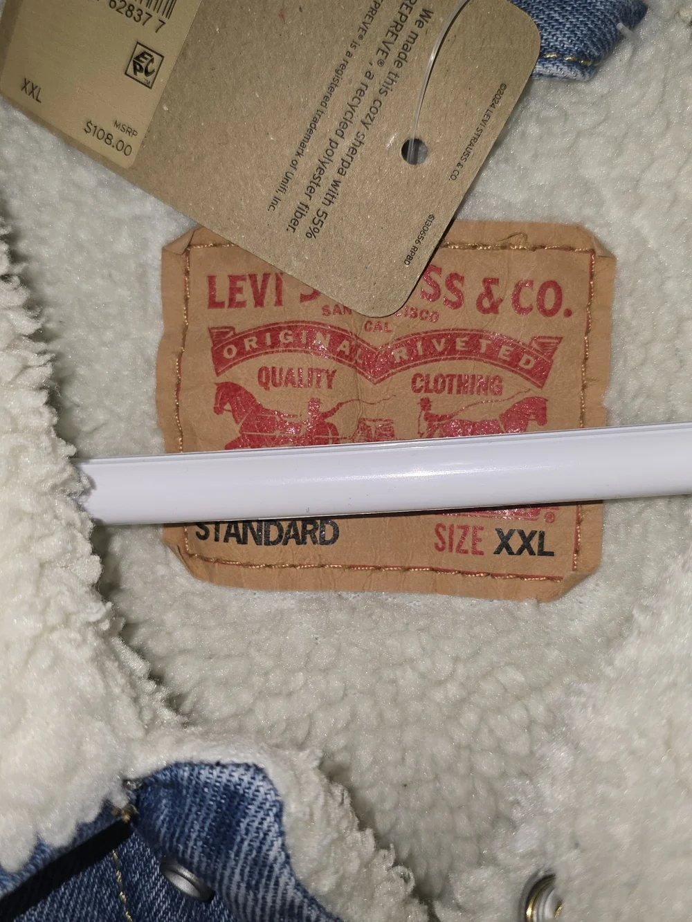 NWT Sz XXL Levi's Light Blue Denim Sherpa-Lined Jacket